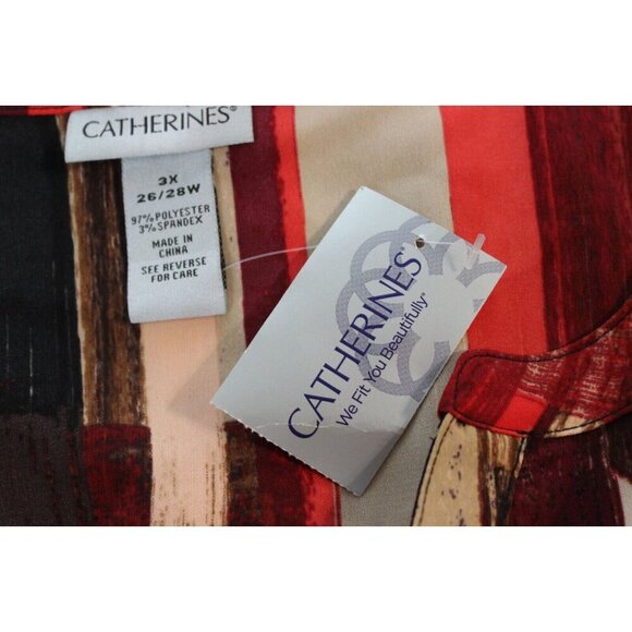 NWT Catherines Blouse Size 3X 26W 28W Abstract Button Front Stretch Career Boho - Picture 14 of 15